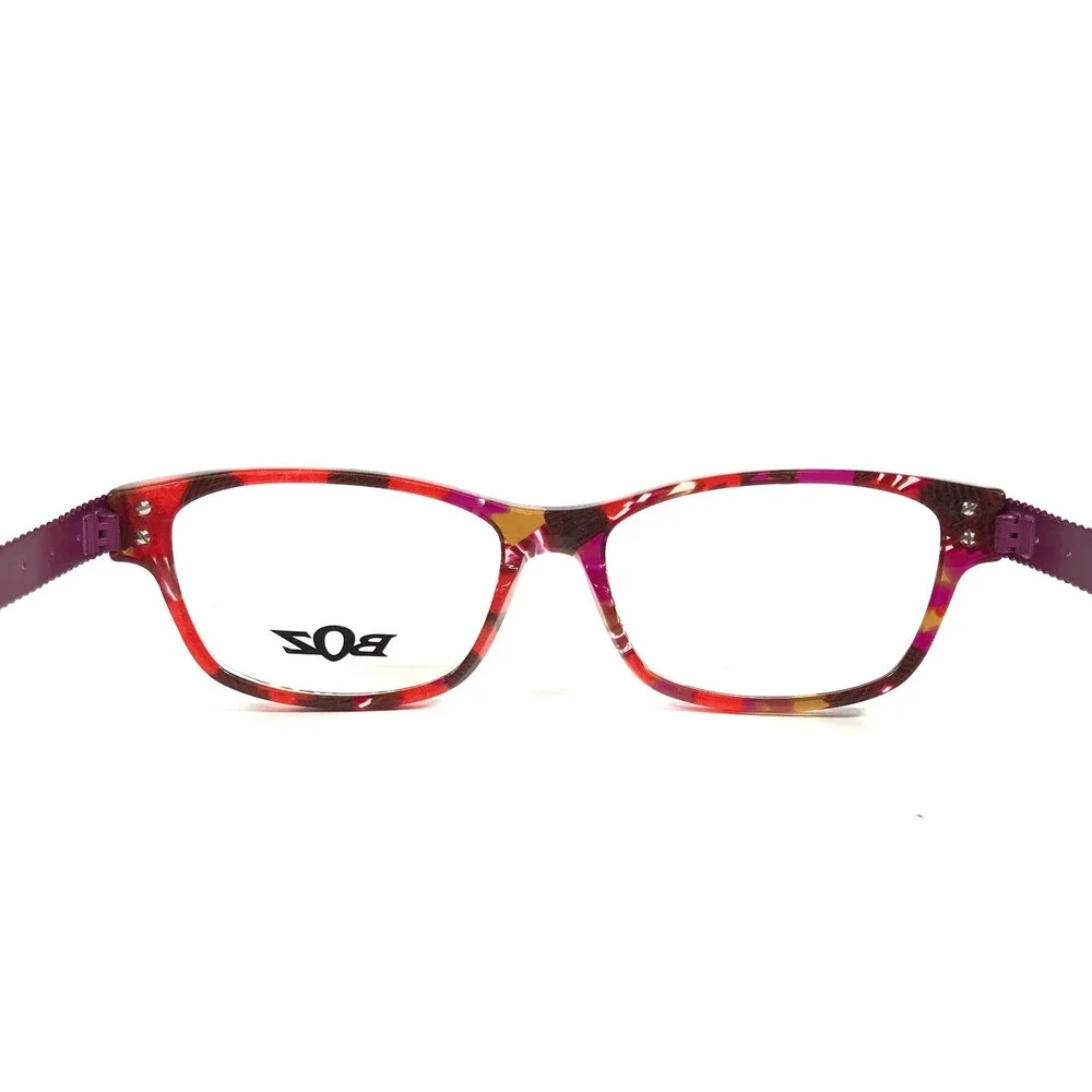 BOZ Eyeglasses Frames ZIGGY 3070 Red Purple Marble Argyle Arms 53-15-137